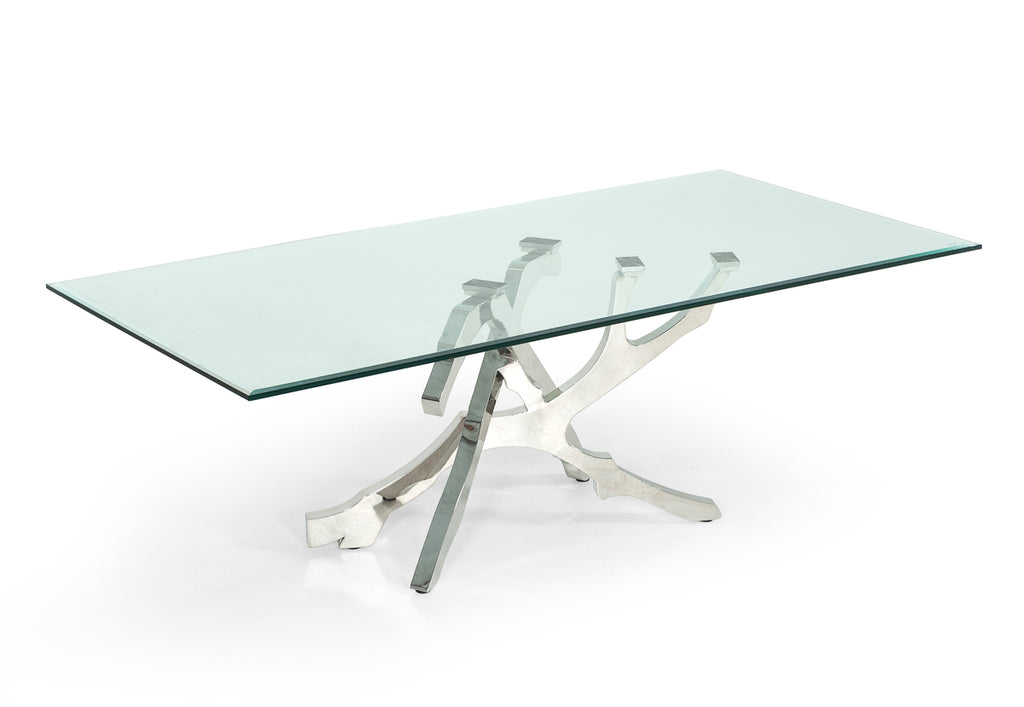 VIG Furniture Modrest Legend Modern Glass & Stainless Steel Dining Table VGVCT8111-STL