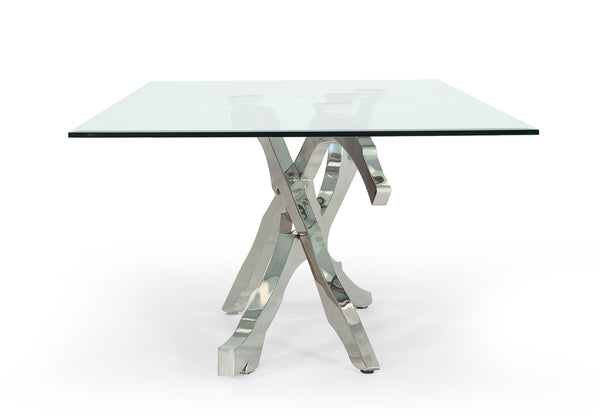 VIG Furniture Modrest Legend Modern Glass & Stainless Steel Dining Table VGVCT8111-STL