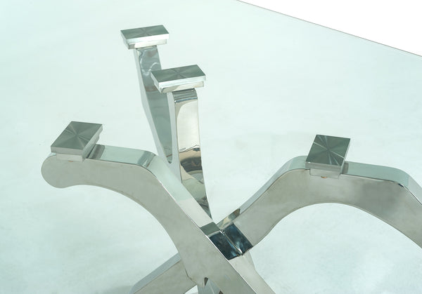VIG Furniture Modrest Legend Modern Glass & Stainless Steel Dining Table VGVCT8111-STL
