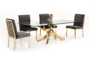 VIG Furniture Modrest Legend Modern Glass & Gold Dining Table VGVCT8111-GLD