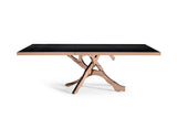VIG Furniture Modrest Legend - Modern Black Glass & Rosegold Dining Table VGVCT8222-G22-BLK