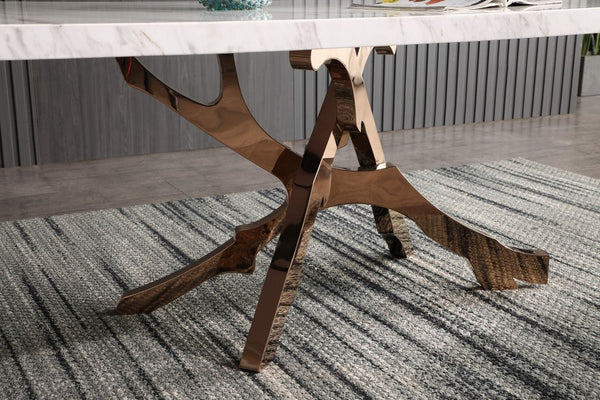 VIG Furniture Modrest Legend - Modern White Marble & Rosegold Dining Table VGVCT8222-M20-WHT-DT