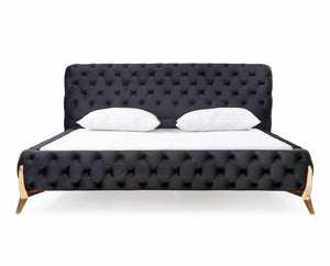 VIG Furniture Modrest Legend - Modern Black Velvet & Rosegold Bed VGVCBD8111-15-BLKROSE-BED