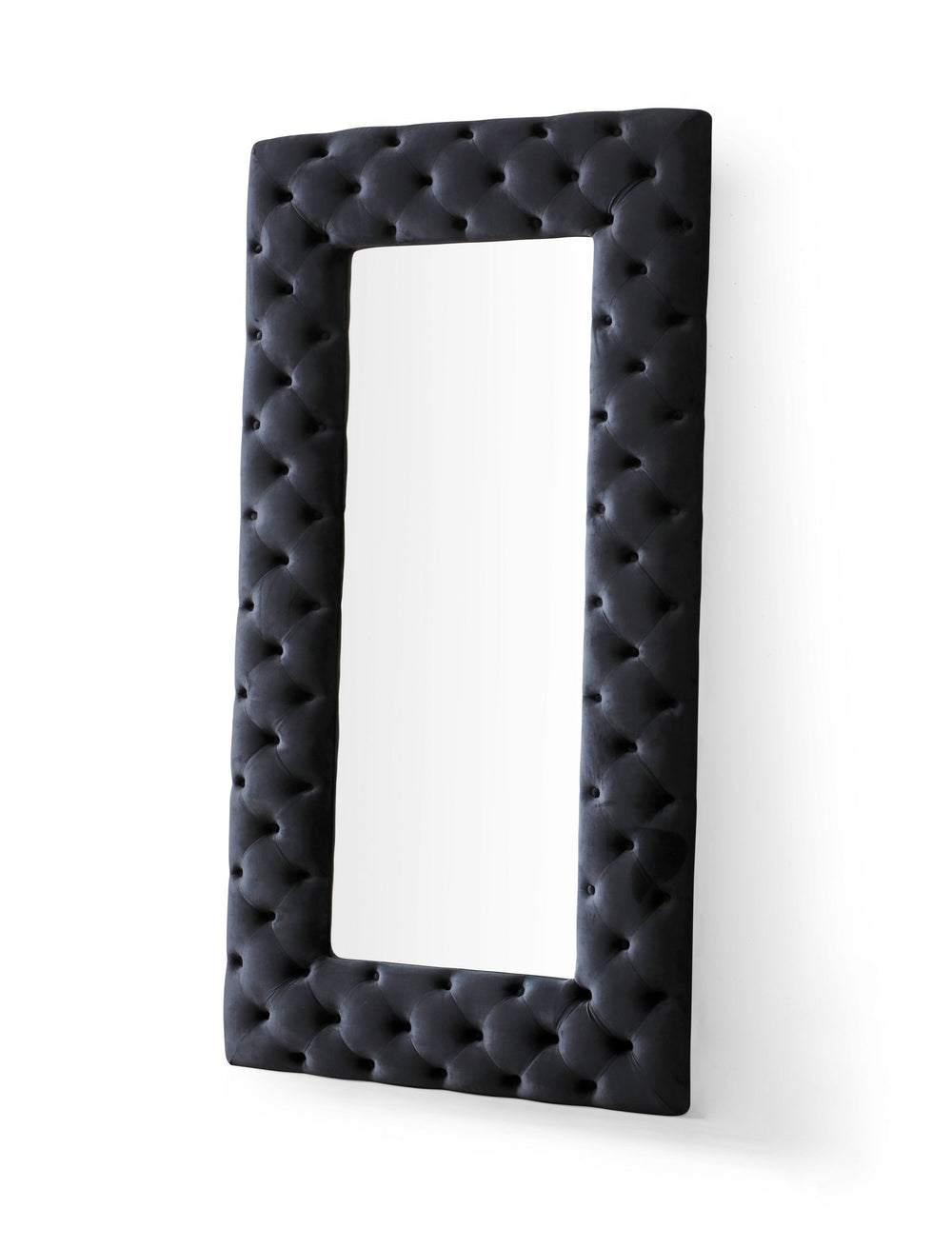 VIG Furniture Modrest Legend - Transitional Black Velvet Floor Mirror VGVCJ8111-3H-BLK-MIR