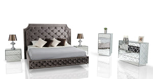 VIG Furniture Modrest Leilah - Transitional Tufted Fabric Bed without Crystals VGKNLEILAH-GREY