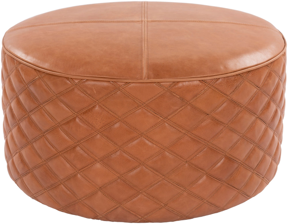 Lance LEPF-001 Traditional Leather, Wood, Felt Pouf LEPF001-282814 Black, Camel 100% Leather, Wood, 100% Felt 14"H x 28"W x 28"D