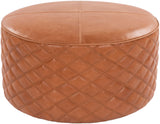 Lance LEPF-001 Traditional Leather, Wood, Felt Pouf LEPF001-282814 Black, Camel 100% Leather, Wood, 100% Felt 14"H x 28"W x 28"D