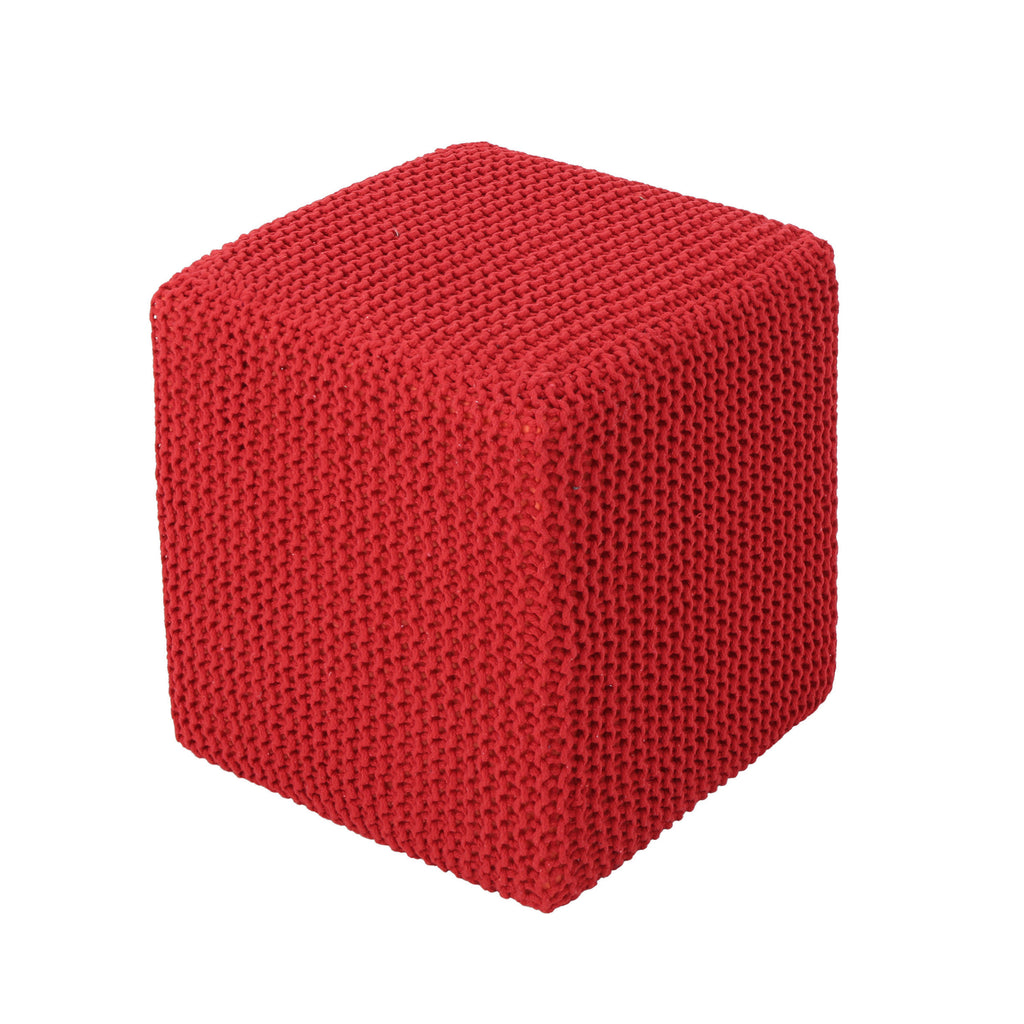 Tessie Knitted Foot Stool, Red Noble House