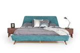 VIG Furniture Modrest Lewis Mid-Century Modern Teal & Walnut Bed VGMABR-36-BED