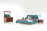 VIG Furniture Modrest Lewis Mid-Century Modern Teal & Walnut Bed VGMABR-36-BED