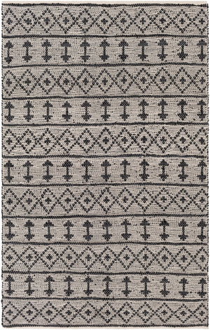 Lexington LEX-2301 Global Leather, Cotton Rug LEX2301-576 Khaki, Black 80% Leather, 20% Cotton 5' x 7'6"