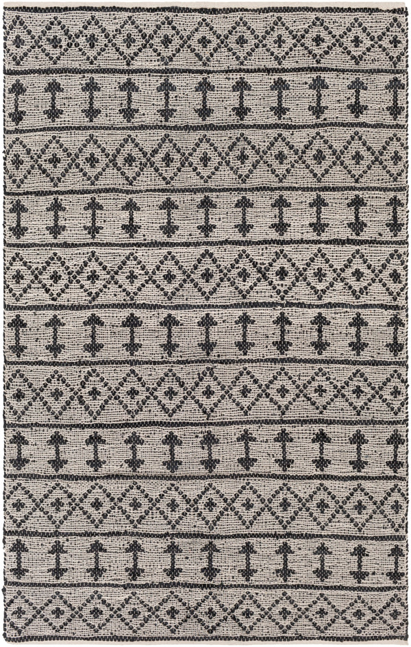 Lexington LEX-2301 Global Leather, Cotton Rug LEX2301-576 Khaki, Black 80% Leather, 20% Cotton 5' x 7'6"