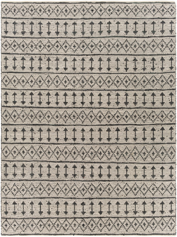 Lexington LEX-2301 Global Leather, Cotton Rug LEX2301-810 Khaki, Black 80% Leather, 20% Cotton 8' x 10'