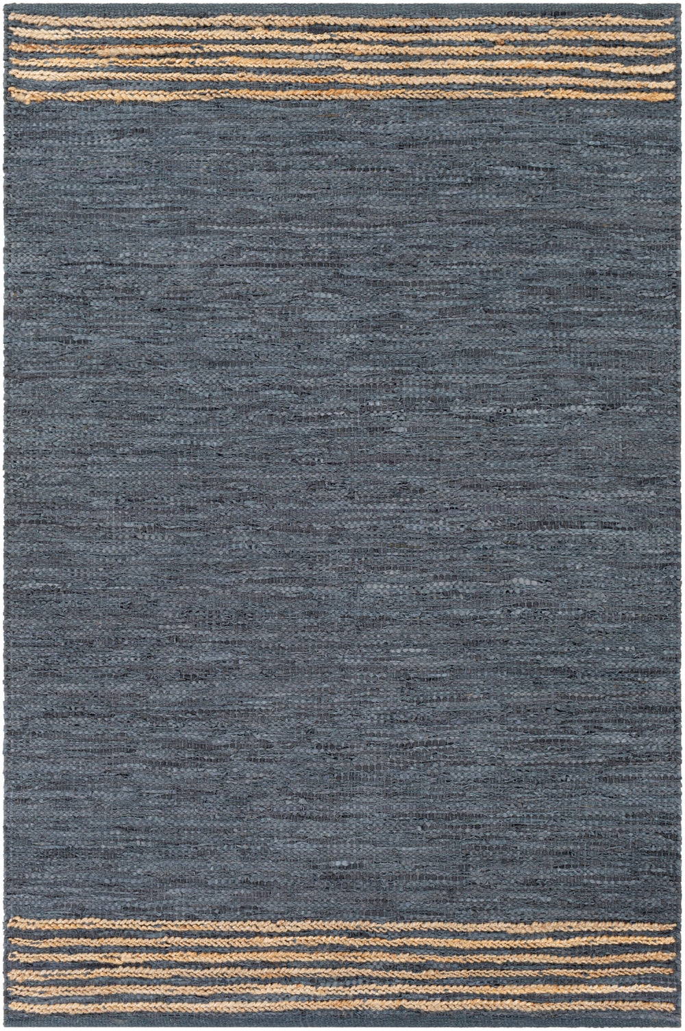 Lexington LEX-2304 Rustic Leather, Jute, Cotton Rug LEX2304-576 Charcoal, Beige 70% Leather, 20% Jute, 10% Cotton 5' x 7'6"