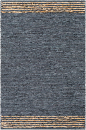 Lexington LEX-2304 Rustic Leather, Jute, Cotton Rug LEX2304-576 Charcoal, Beige 70% Leather, 20% Jute, 10% Cotton 5' x 7'6"