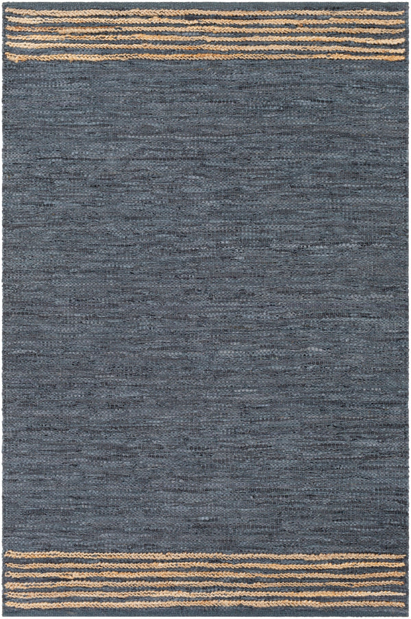 Lexington LEX-2304 Rustic Leather, Jute, Cotton Rug LEX2304-576 Charcoal, Beige 70% Leather, 20% Jute, 10% Cotton 5' x 7'6"