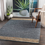 Lexington LEX-2304 Rustic Leather, Jute, Cotton Rug LEX2304-810 Charcoal, Beige 70% Leather, 20% Jute, 10% Cotton 8' x 10'