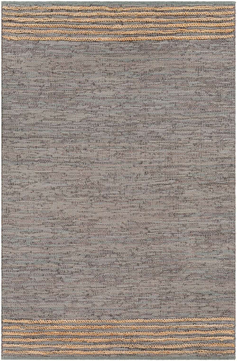Lexington LEX-2305 Rustic Leather, Jute, Cotton Rug LEX2305-576 Taupe, Beige, Dark Green 70% Leather, 20% Jute, 10% Cotton 5' x 7'6"