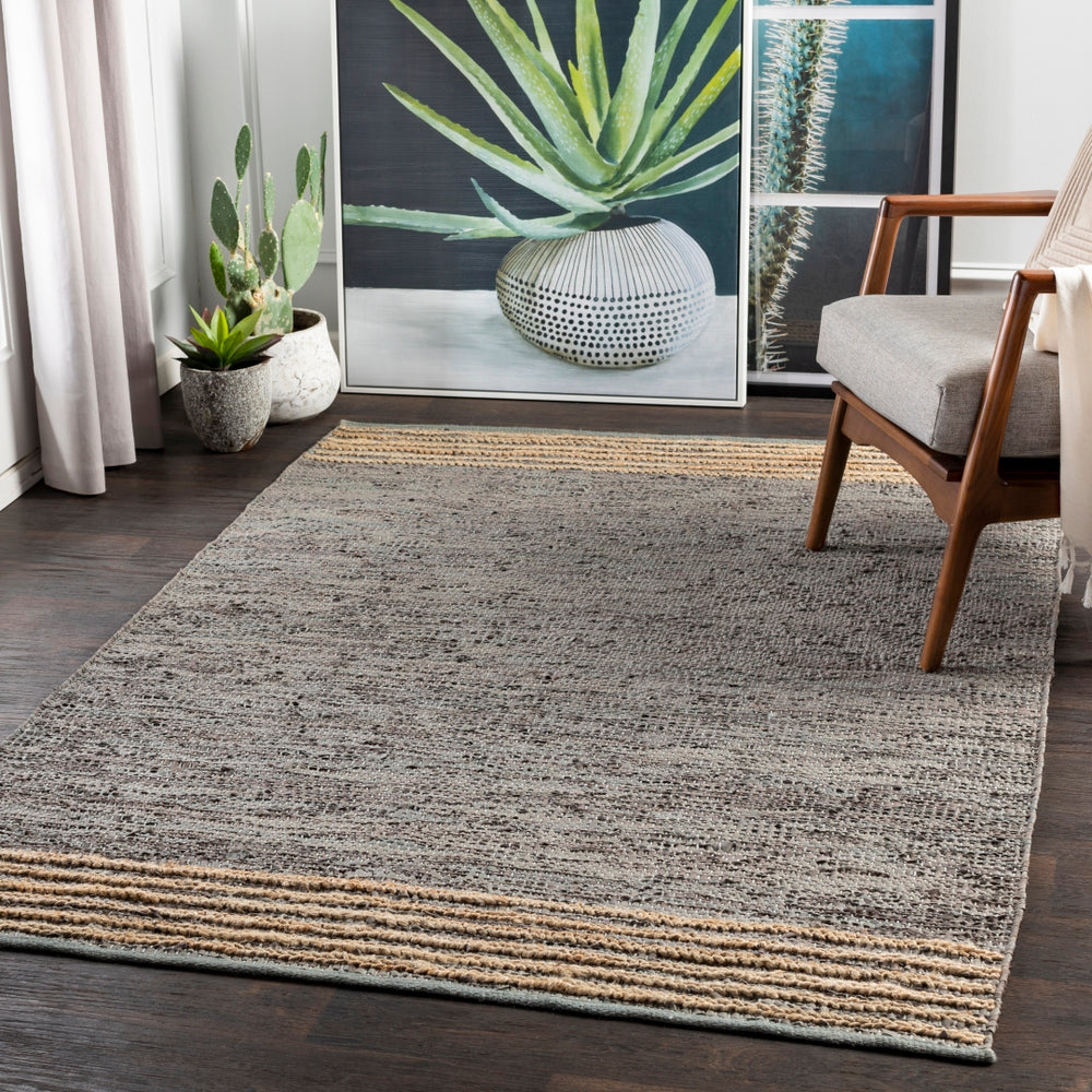 Lexington LEX-2305 Rustic Leather, Jute, Cotton Rug LEX2305-576 Taupe, Beige, Dark Green 70% Leather, 20% Jute, 10% Cotton 5' x 7'6"