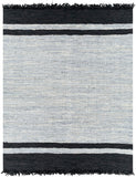 Lexington LEX-2307 Rustic Leather, Cotton Rug LEX2307-810 Black, Light Gray 80% Leather, 20% Cotton 8' x 10'