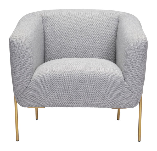 Zuo Modern Micaela 100% Polyester, Plywood, Steel Modern Commercial Grade Arm Chair Gray, Gold 100% Polyester, Plywood, Steel