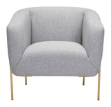 Zuo Modern Micaela 100% Polyester, Plywood, Steel Modern Commercial Grade Arm Chair Gray, Gold 100% Polyester, Plywood, Steel
