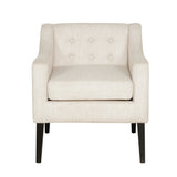 Deanna Contemporary Fabric Tufted Accent Chair, Dark Beige and Espresso  Noble House