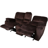 Porter Designs Ramsey Microfiber seat Transitional Reclining Console Love Brown 03-112C-02-6012