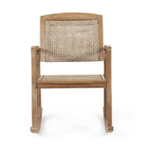 Welby Outdoor Acacia Wood and Wicker Rocking Chair