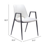 English Elm EE2703 100% Polyurethane, Plywood, Steel Modern Commercial Grade Dining Chair Set - Set of 2 White, Black 100% Polyurethane, Plywood, Steel