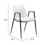 Zuo Modern Desi 100% Polyurethane, Plywood, Steel Modern Commercial Grade Dining Chair Set - Set of 2 White, Black 100% Polyurethane, Plywood, Steel