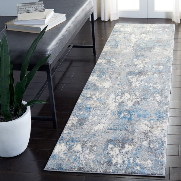 Lagoon 500 Lagoon 521 Contemporary Power Loomed 60% Polypropylene 40% Polyester Rug Light Grey / Light Blue
