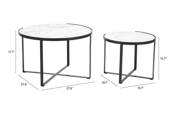 Zuo Modern Brioche MDF, Steel Modern Commercial Grade Coffee Table Set White, Black MDF, Steel