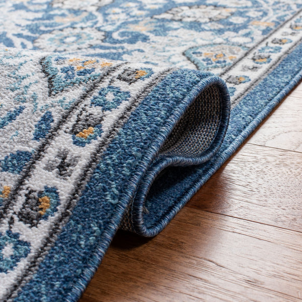 Liberty 700 Liberty 742 Country & Floral Power Loomed Polyester Rug Dark Blue / Ivory