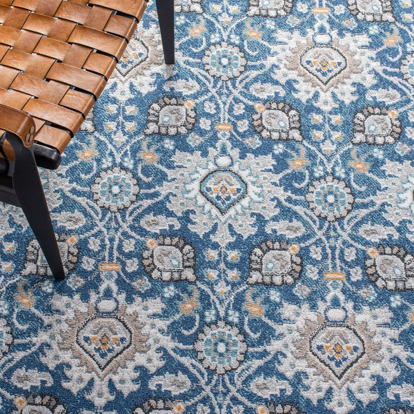 Liberty 700 Liberty 742 Country & Floral Power Loomed Polyester Rug Dark Blue / Ivory