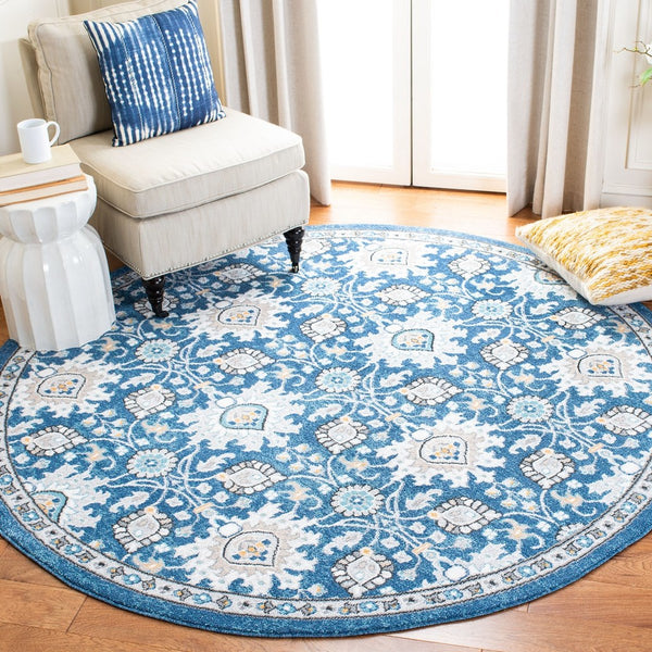 Liberty 700 Liberty 742 Country & Floral Power Loomed Polyester Rug Dark Blue / Ivory