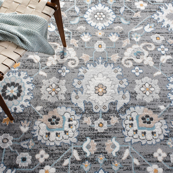 Liberty 700 Liberty 743 Country & Floral Power Loomed Polyester Rug Dark Grey / Ivory