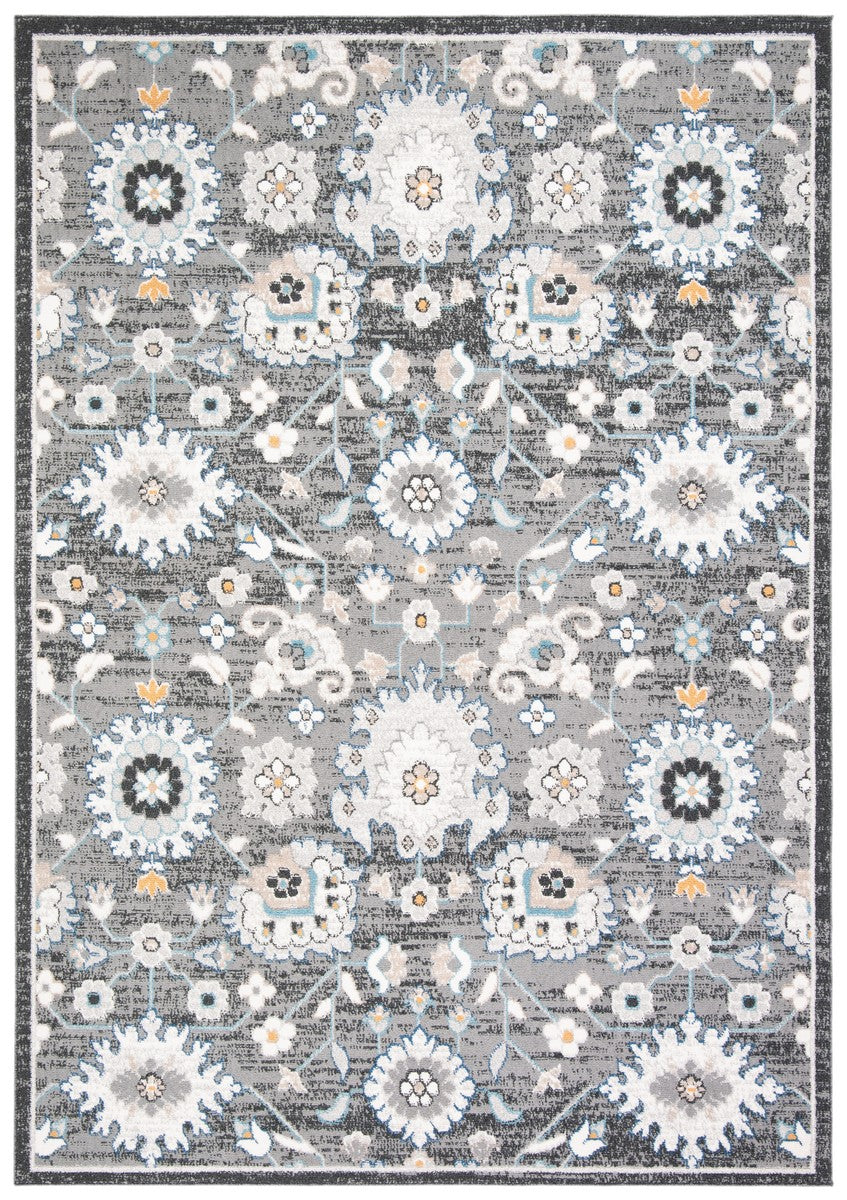 Liberty 700 Liberty 743 Country & Floral Power Loomed Polyester Rug Dark Grey / Ivory