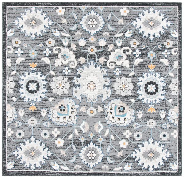 Liberty 700 Liberty 743 Country & Floral Power Loomed Polyester Rug Dark Grey / Ivory