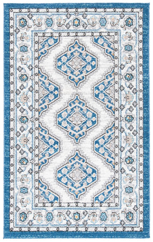 Liberty 700 Liberty 753 Traditional Power Loomed Polyester Rug Dark Blue / Ivory