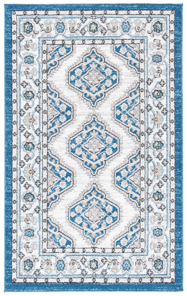 Liberty 700 Liberty 753 Traditional Power Loomed Polyester Rug Dark Blue / Ivory