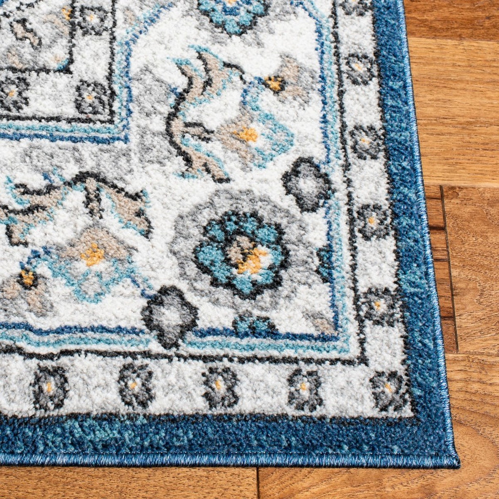 Liberty 700 Liberty 753 Traditional Power Loomed Polyester Rug Dark Blue / Ivory