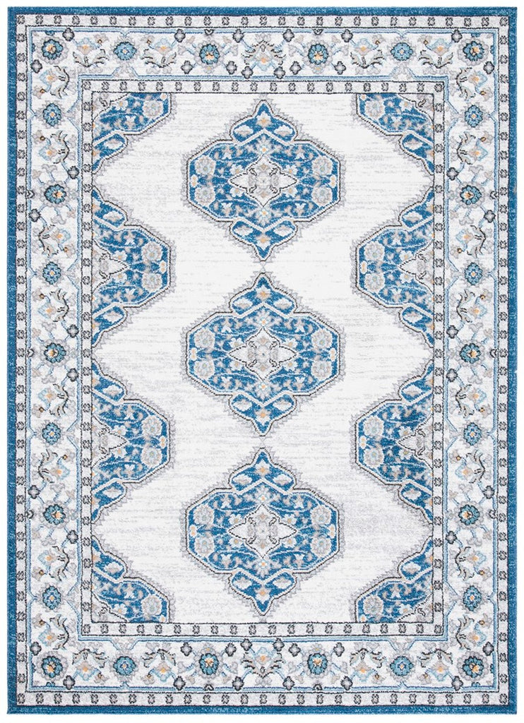 Liberty 700 Liberty 753 Traditional Power Loomed Polyester Rug Dark Blue / Ivory