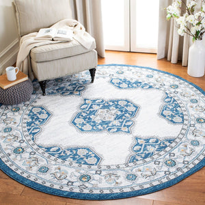 Liberty 700 Liberty 753 Traditional Power Loomed Polyester Rug Dark Blue / Ivory