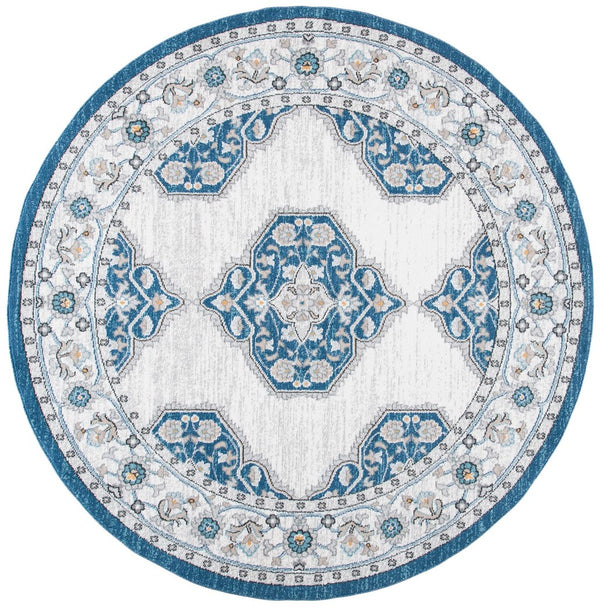 Liberty 700 Liberty 753 Traditional Power Loomed Polyester Rug Dark Blue / Ivory