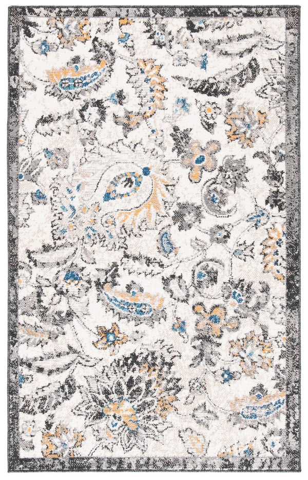 Liberty 700 Liberty 754 Country & Floral Power Loomed Polyester Rug Dark Grey / Ivory