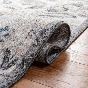 Liberty 700 Liberty 754 Country & Floral Power Loomed Polyester Rug Dark Grey / Ivory