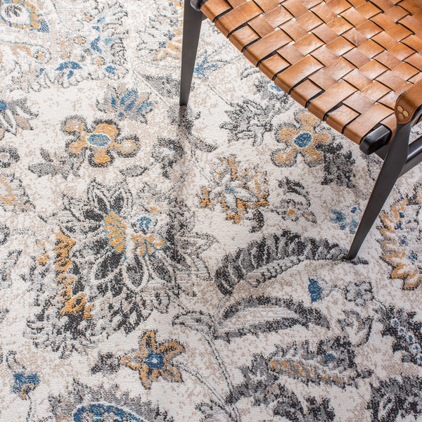 Liberty 700 Liberty 754 Country & Floral Power Loomed Polyester Rug Dark Grey / Ivory