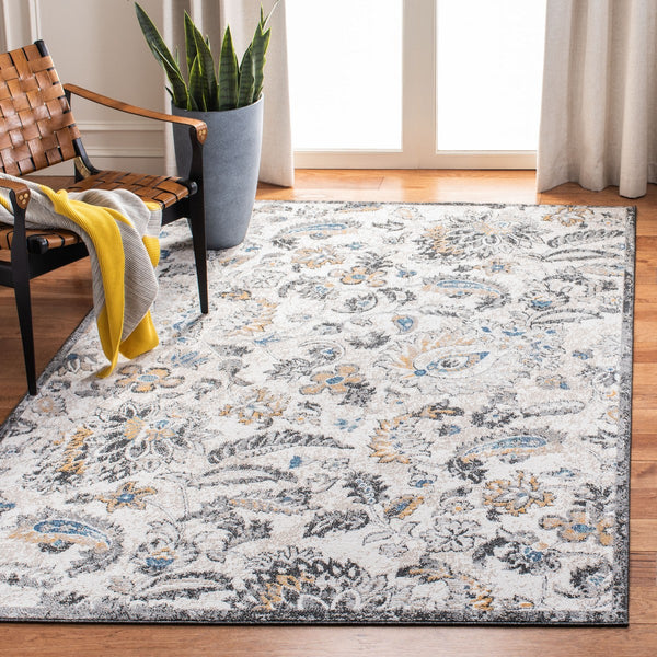 Liberty 700 Liberty 754 Country & Floral Power Loomed Polyester Rug Dark Grey / Ivory
