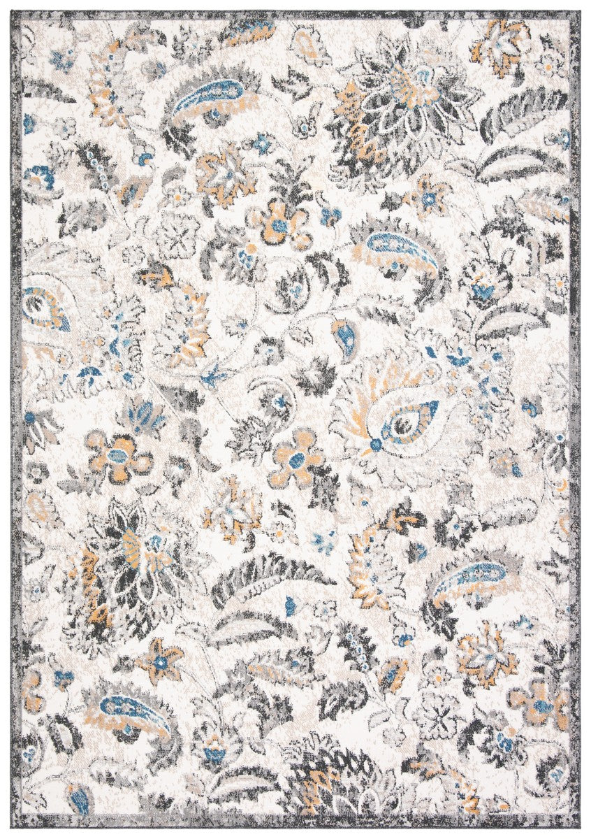 Liberty 700 Liberty 754 Country & Floral Power Loomed Polyester Rug Dark Grey / Ivory